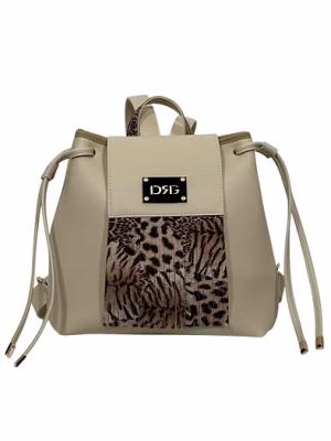 De Raggi Γυναικεία τσάντα πλατης Animal Print μπεζ