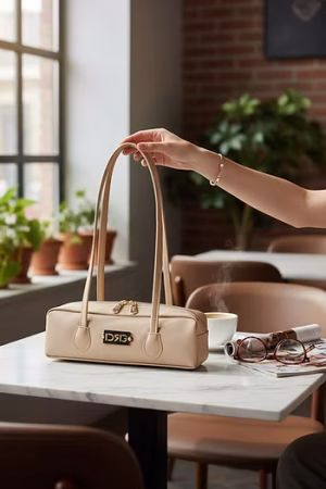 De Raggi Champagne Shoulder Bag μπεζ