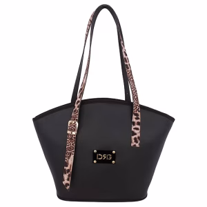 De Raggi Γυναικεία τσάντα Animal Print Shouler Tote Bag μαύρη