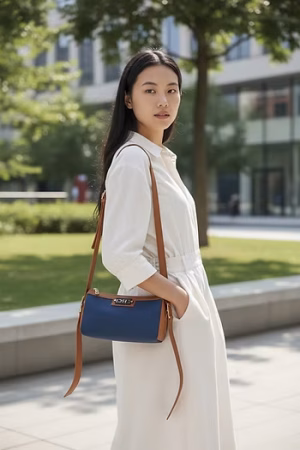 De Raggi Champagne Shoulder and Crossbody Bag μπλε