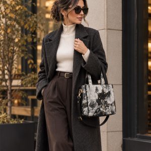 De Raggi Floral mini Tote τσαντάκι μαύρο